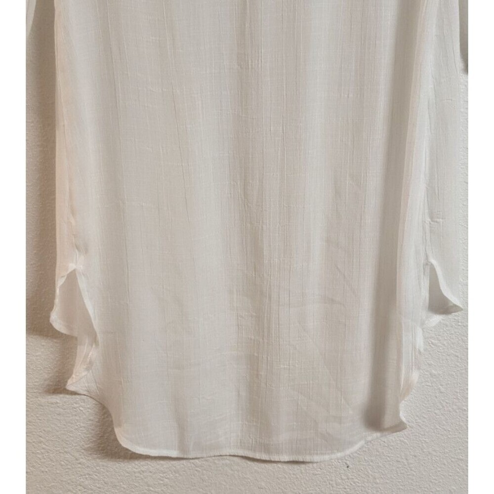 Women's Kona Sol Rayon Blend White Swimsuit Cover-Up Navy Embroidered Neckline M - Picture 8 of 9